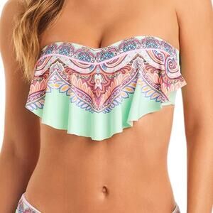 Jessica Simpson Women’s Tied Bandeau Bikini Swimsuit Top Multi Size L